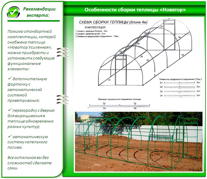 Сборка теплицы "Новатор"